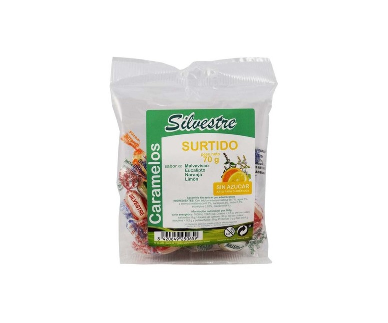 Caramelos surtidos sin azúcar 70 g Silvestre