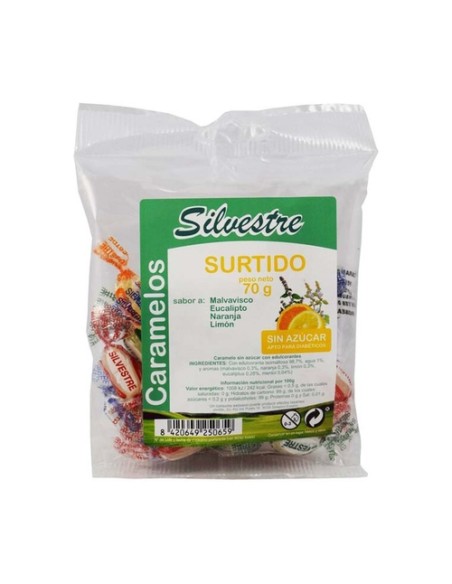 Caramelos surtidos sin azúcar 70 g Silvestre