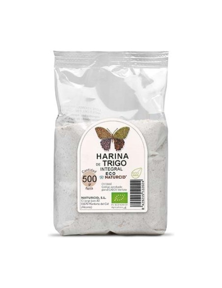 Harina de trigo integral fuerza Eco 500 g de polvo NATURCID