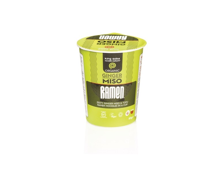 Vaso de sopa ramen miso y jengibre sin gluten Bio 85 g King Soba