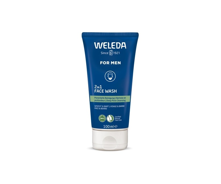 Gel Limpiador 2 en 1 Rostro y Barba para hombre 100 ml de gel Weleda
