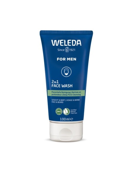 Gel Limpiador 2 en 1 Rostro y Barba para hombre 100 ml de gel Weleda