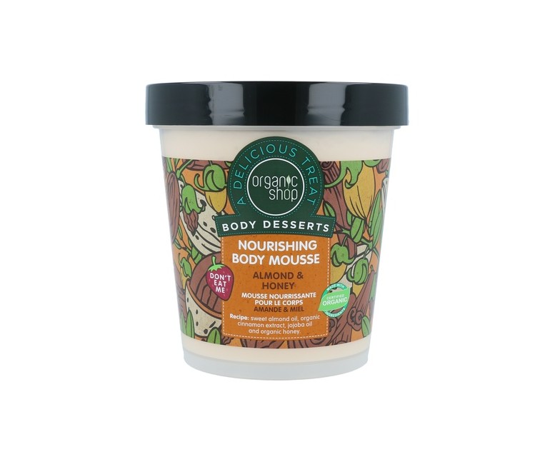 Postre corporal - Crema nutritiva de mousse de almendras y miel 450 ml de crema Organic Shop