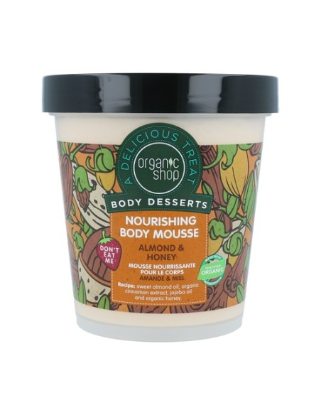 Postre corporal - Crema nutritiva de mousse de almendras y miel 450 ml de crema Organic Shop