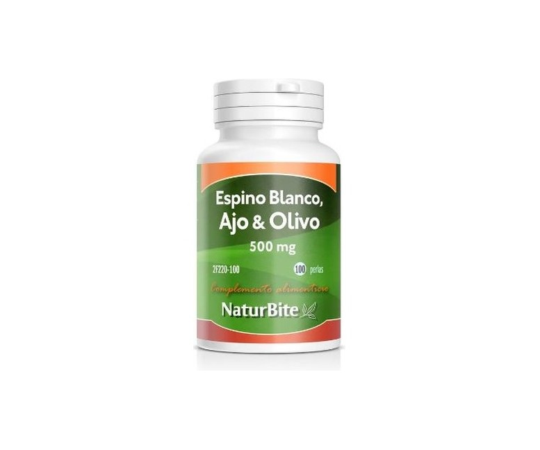 Espino blanco, ajo y olivo 500mg 100 perlas de 500mg Naturbite