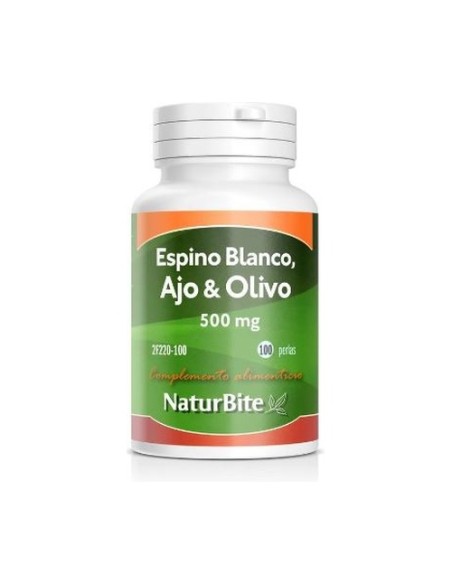 Espino blanco, ajo y olivo 500mg 100 perlas de 500mg Naturbite