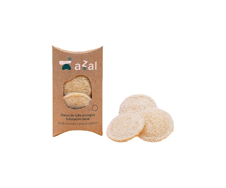 Discos faciales de luffa-exfoliantes. 7 cm estuche 3 unidades Azal