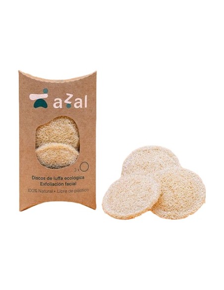 Discos faciales de luffa-exfoliantes. 7 cm estuche 3 unidades Azal