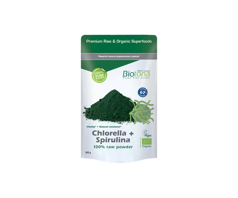 Chlorella Espirulina Raw Bio 200 g Biotona