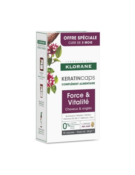 Keratincaps fuerza y vitalidad cabello y uñas 90 cápsulas Klorane