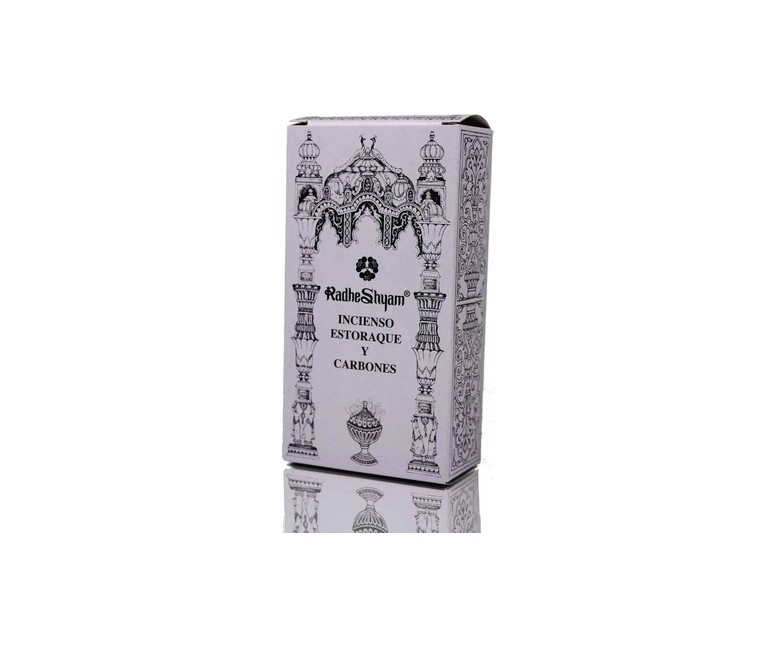 Incienso de estoraque y carbones 100 g Radhe Shyam