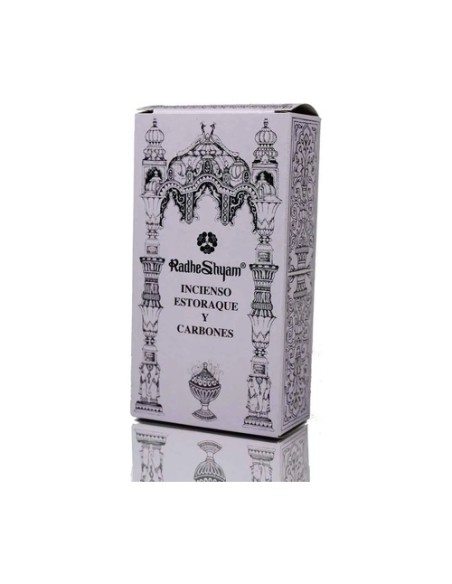 Incienso de estoraque y carbones 100 g Radhe Shyam