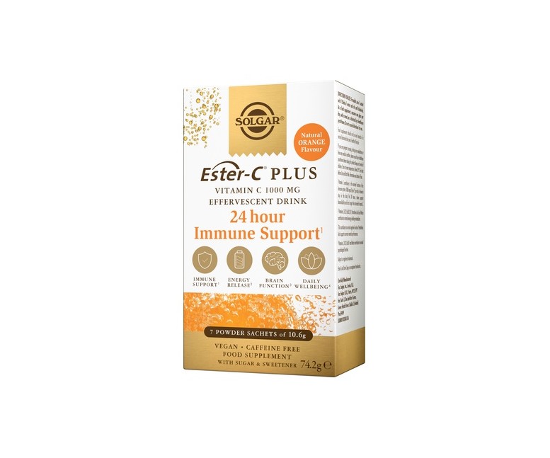 Vitamina C Ester-C plus efervescente 7 sobres de 10.6g (Naranja) Solgar