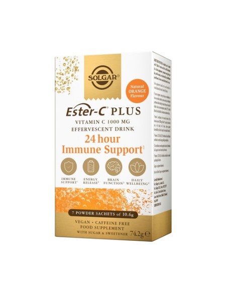 Vitamina C Ester-C plus efervescente 7 sobres de 10.6g (Naranja) Solgar