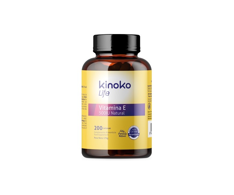 Vitamina e natural 500 iu 200 cápsulas Kinoko Life