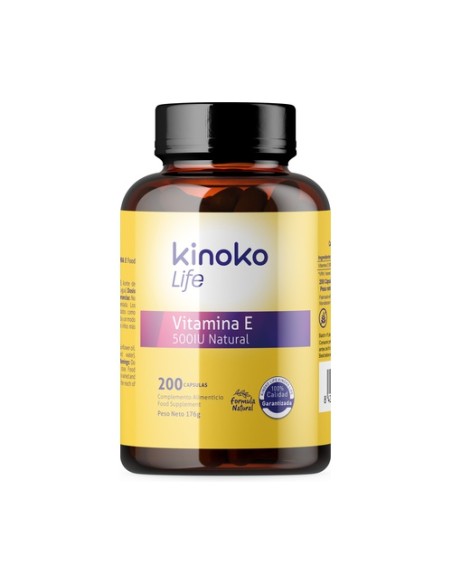 Vitamina e natural 500 iu 200 cápsulas Kinoko Life