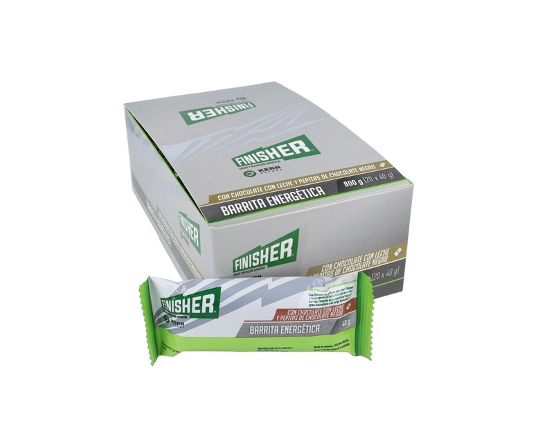 Barrita Energética con Sabor a Chocolate con Leche y Pepitas de Chocolate 20 barritas de 40g (Chocolate) Finisher