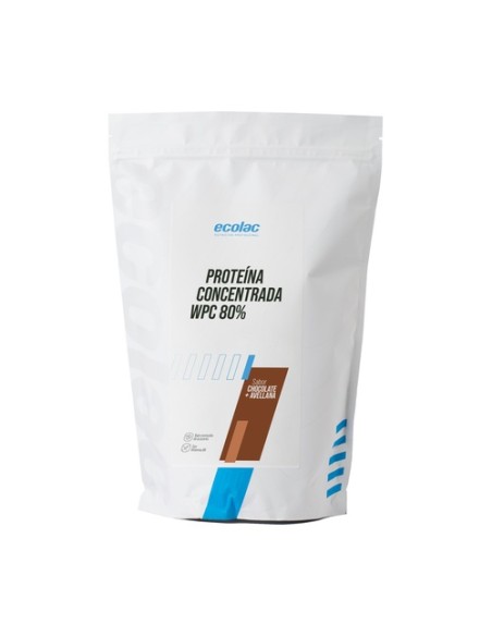 Proteína concentrada 80% WPC80 chocolate avellana 700 g de polvo Ecolac