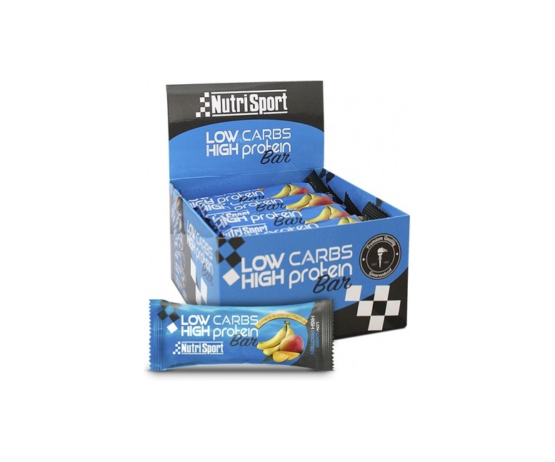 Caja de barritas low carbs banana mango 16 barritas de 60 g Nutrisport