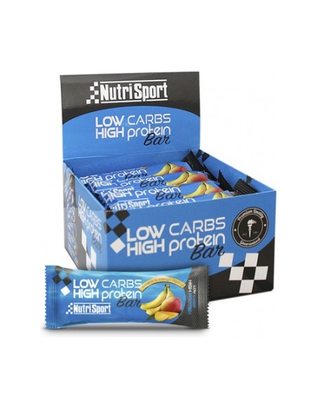 Caja de barritas low carbs banana mango 16 barritas de 60 g Nutrisport