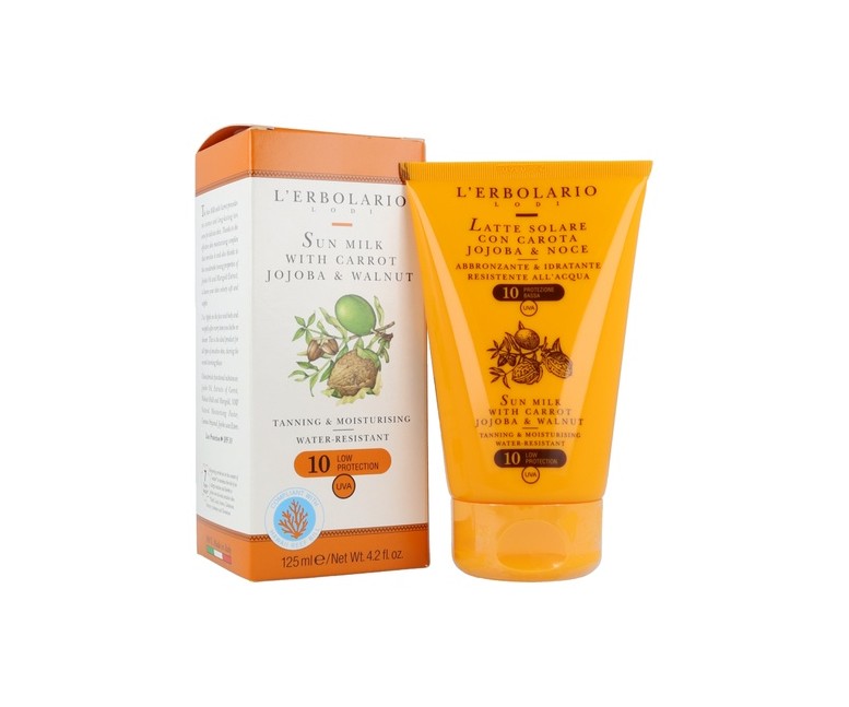 Leche Corporal SPF 10 de Zanahoria, Jojoba y Nuez 125 ml L'Erbolario