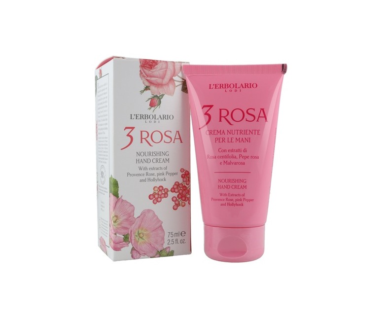3 Crema de Manos Nutritiva Rosa 75 ml de crema L'Erbolario