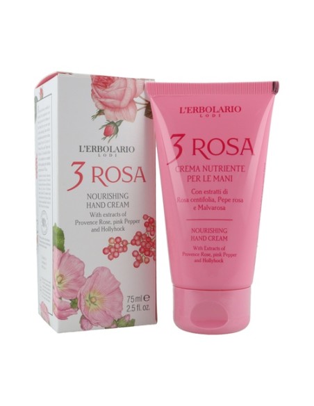 3 Crema de Manos Nutritiva Rosa 75 ml de crema L'Erbolario
