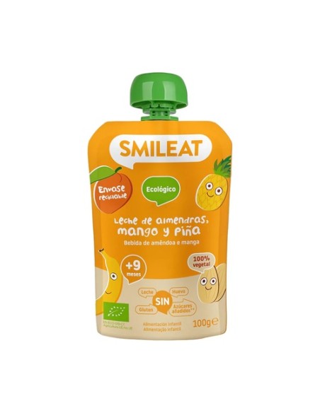 Pouch de leche de almendras, mango y piña Bio 9m+ 100 g Smileat