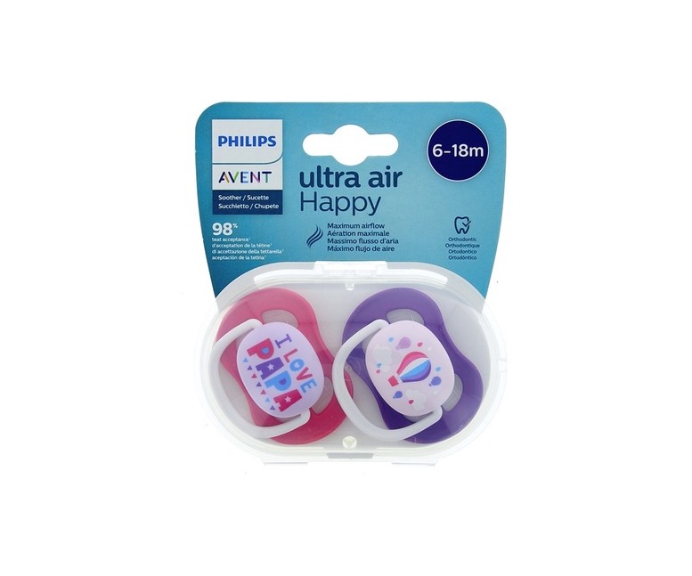 Chupete ultra air 6-18meses niña 2 unidades Philips Avent