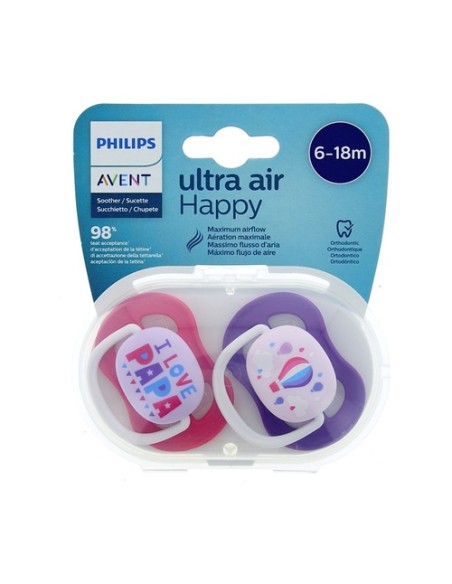 Chupete ultra air 6-18meses niña 2 unidades Philips Avent