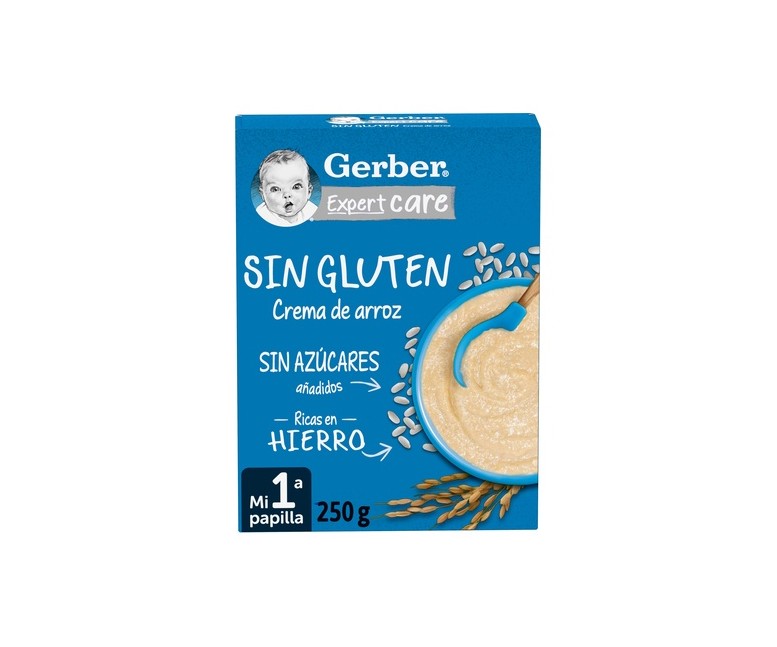 Papilla de Cereales Sin Gluten, Arroz, bebé +6m 250 g Gerber Organic