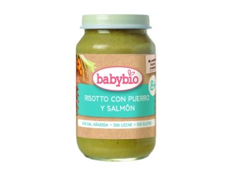 Tarrito de risotto con puerros y salmón +8m