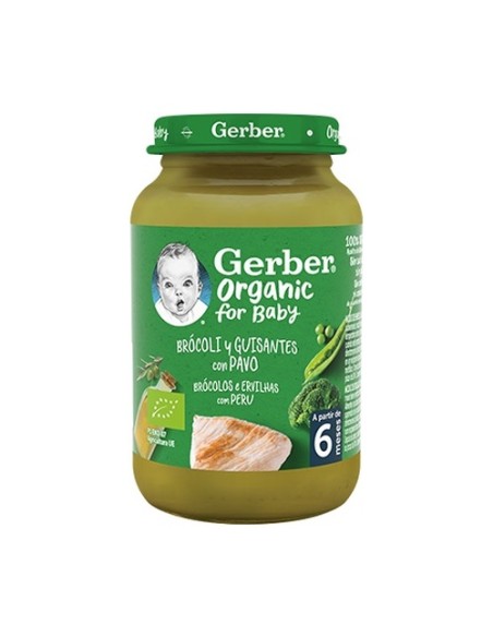 Tarrito bebé, Brócoli, Guisantes y Pavo 190 g Gerber Organic