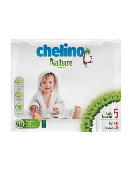 Pañales talla 5 (13- 18 kg) 30 unidades Chelino Nature