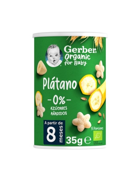 Snacks bebé, puffs de Cereales con Plátano +8m 35 g (Frutas - Plátano) Gerber Organic