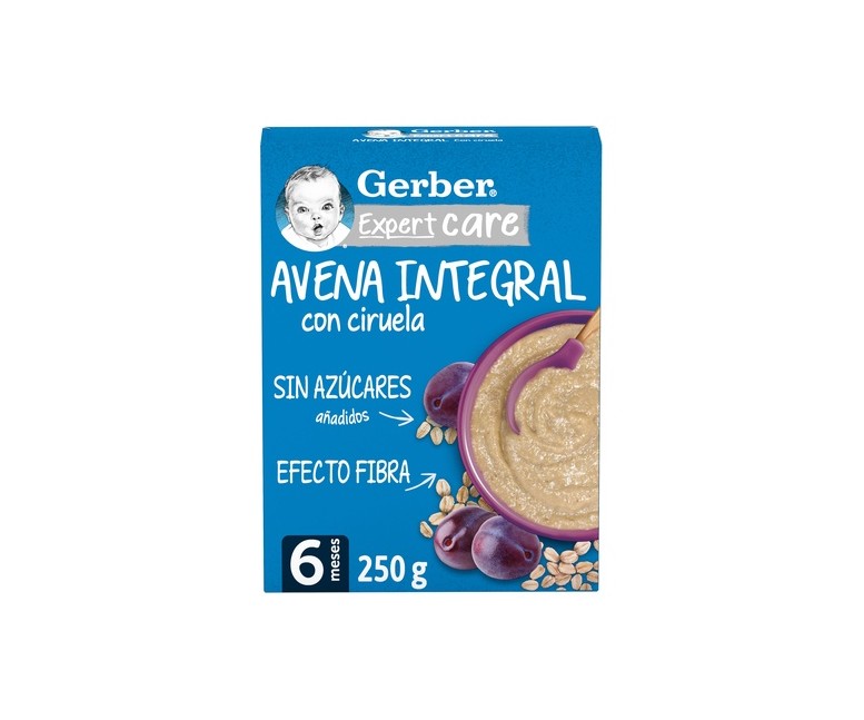 Papilla de Avena Integral con Ciruela, bebé +6m 250 g Gerber Organic