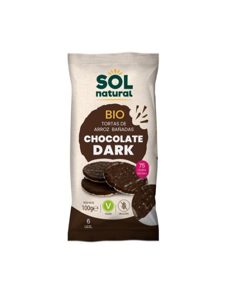Tortas de arroz con chocolate fondant sin gluten vegano Bio 100 g (Chocolate) Sol Natural