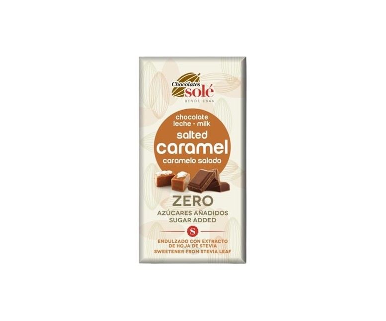 Chocolate con leche, caramelo salado y stevia 100 g Chocolates Sole
