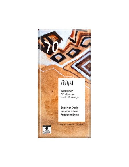 Chocolate Negro Superior 70% Santo Domingo 80 g Vivani