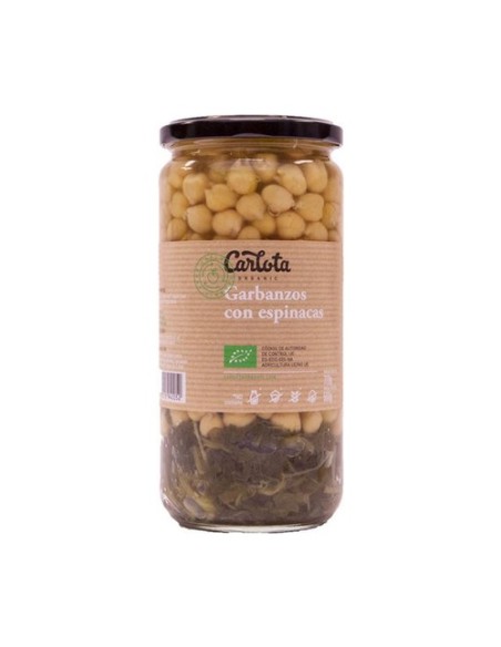Garbanzos con espinacas 720 g Carlota Organic