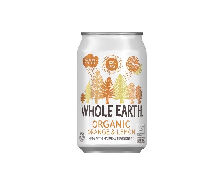 Refresco de naranja y limón sin azúcar bio 330 ml Whole Earth