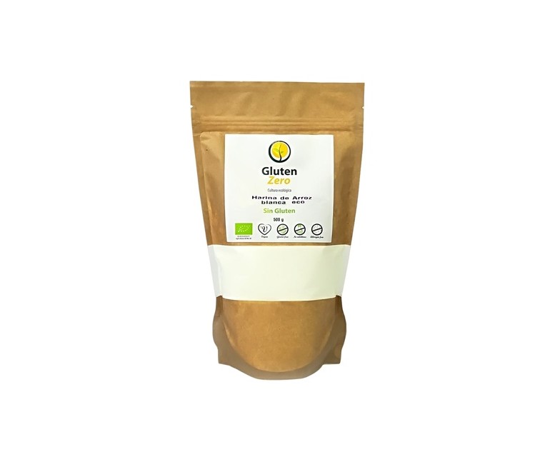 Harina de arroz blanco sin gluten Eco 500 g de polvo Gluten Zero