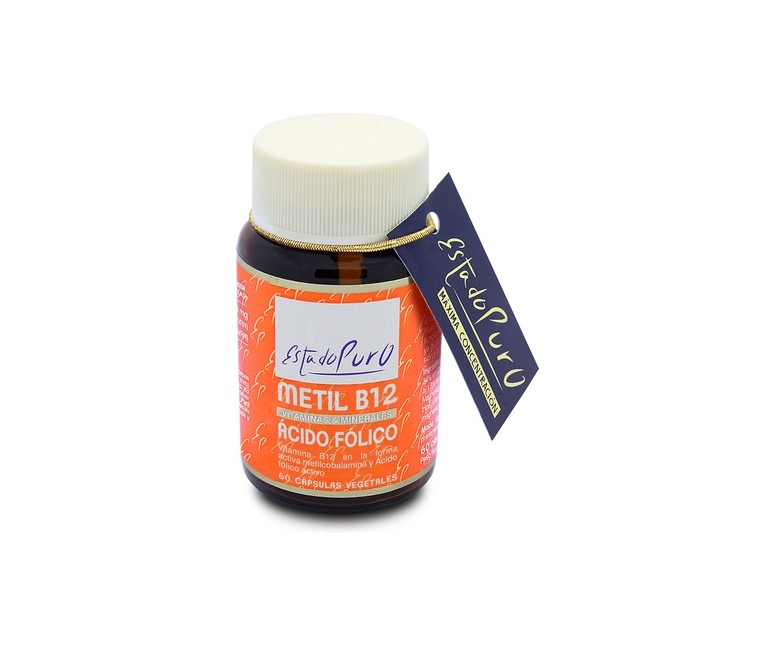 Metil B12 ácido fólico 60 cápsulas vegetales de 451.6 mg Estado Puro