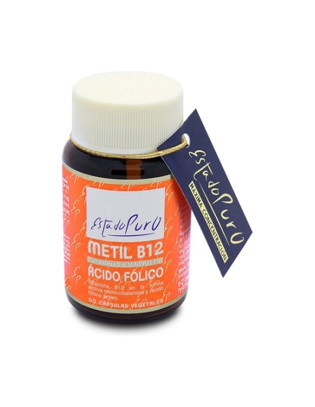 Metil B12 ácido fólico 60 cápsulas vegetales de 451.6 mg Estado Puro