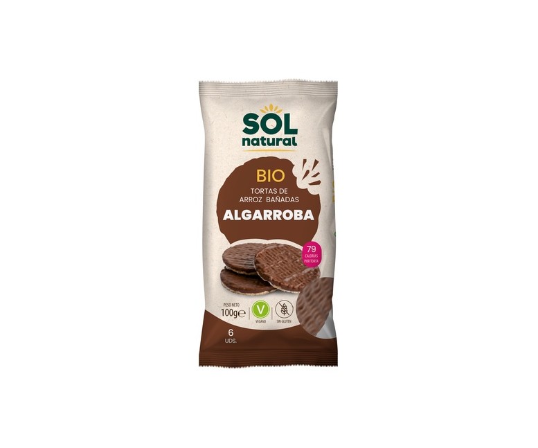 Tortas de arroz con algarroba sin gluten vegano Bio 100 g (Algarroba) Sol Natural