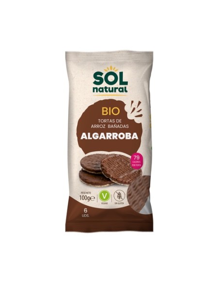 Tortas de arroz con algarroba sin gluten vegano Bio 100 g (Algarroba) Sol Natural