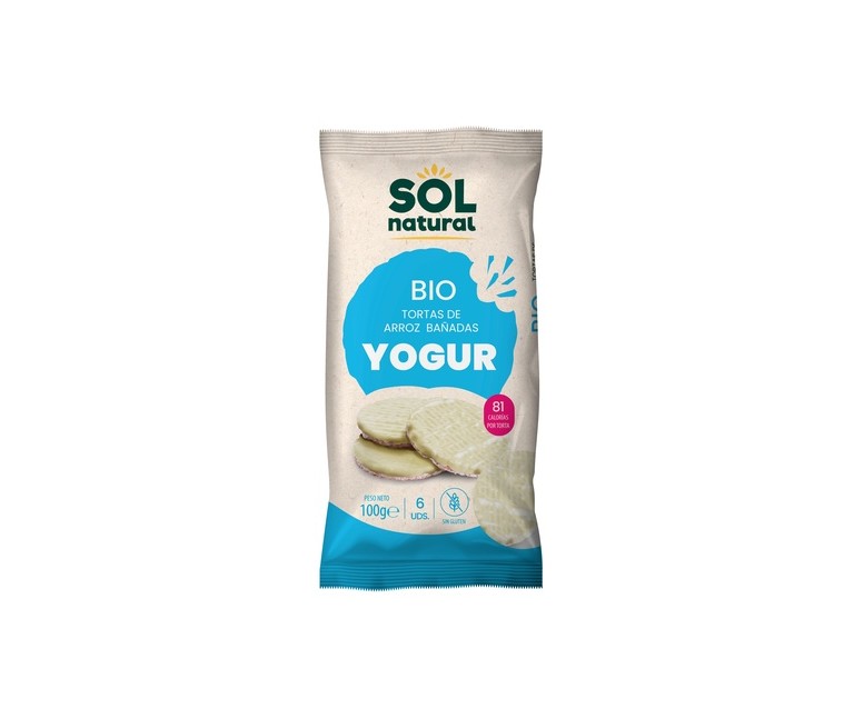Tortas de arroz bañadas con yogur natural Bio 100 g (Yogur) Sol Natural