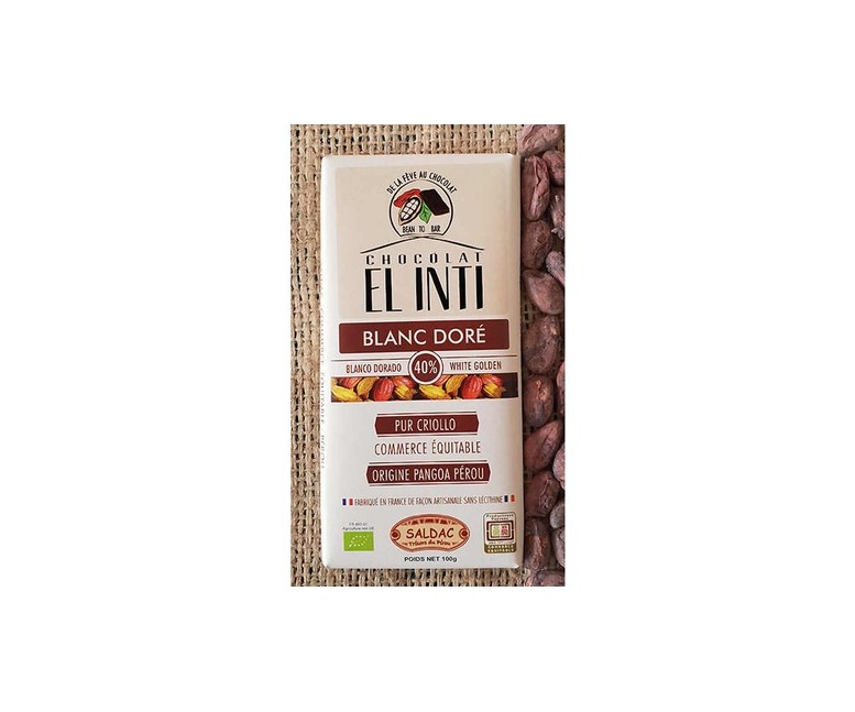 Chocolate blanco 40% de cacao 100 g El Oro de los Andes