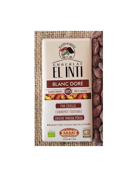 Chocolate blanco 40% de cacao 100 g El Oro de los Andes