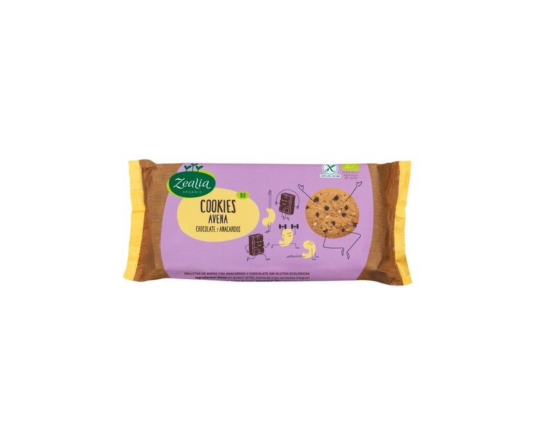 Cookies avena chocolate y anacardos Bio 130 g (Chocolate) Zealia